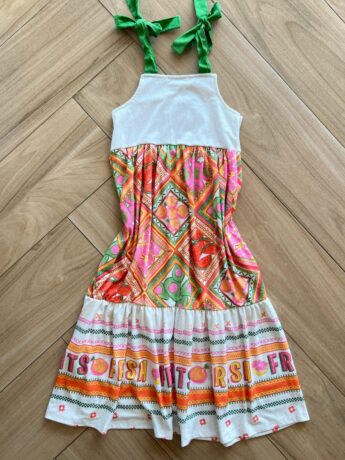 Vestido Infantil Feminino Alça Estampado Detalhe Bordado Fernanda Ramos Kids