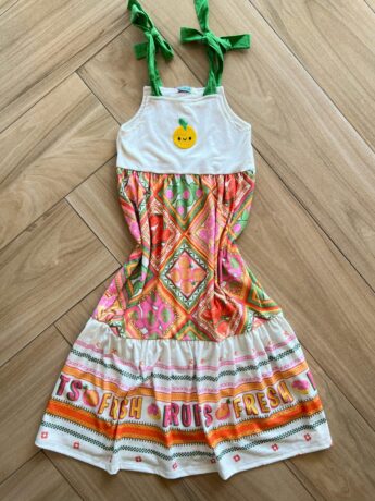 Vestido Infantil Feminino Alça Estampado Detalhe Bordado Fernanda Ramos Kids