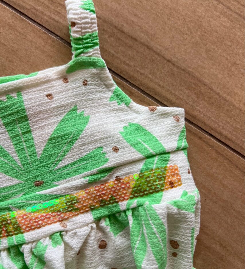 fernandaramoskids com br Vestido Infantil Feminino Alça Fina Estampado com Detalhe Lantejoula 1