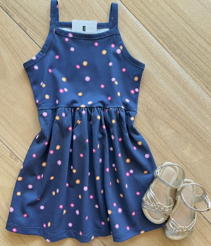 Vestido Infantil Feminino Alça Fina Florzinha Fernanda Ramos Kids