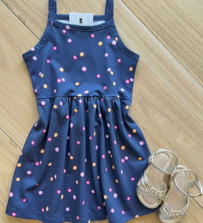 Vestido Infantil Feminino Alça Fina Florzinha Fernanda Ramos Kids