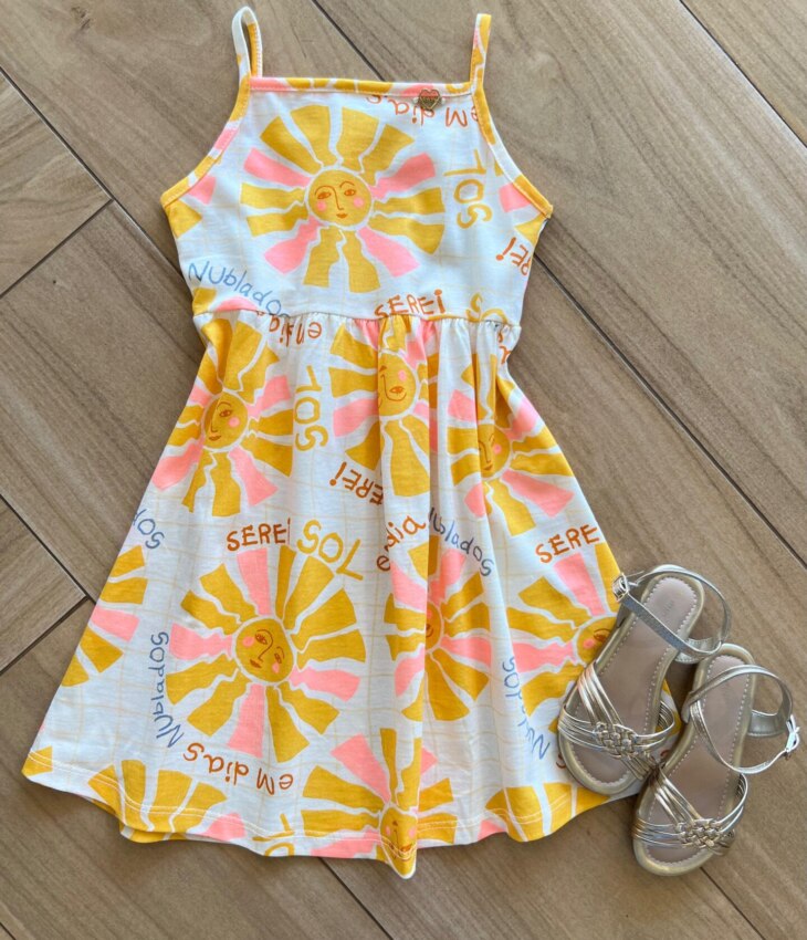 Vestido Infantil Feminino Alça Fina Serei Sol Fernanda Ramos Kids