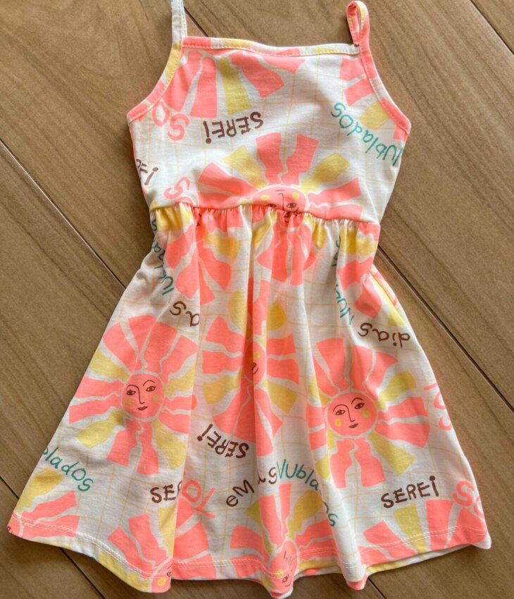 fernandaramoskids com br Vestido Infantil Feminino Alça Fina Serei Sol Estampa Rosa2