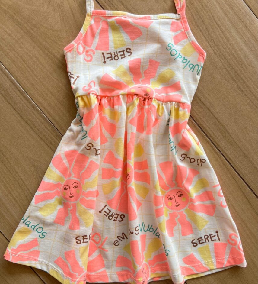 fernandaramoskids com br Vestido Infantil Feminino Alça Fina Serei Sol Estampa Rosa2