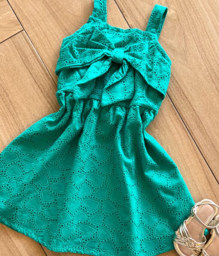 fernandaramoskids com br Vestido Infantil Feminino Alcinha e Detalhe Laço Verde1