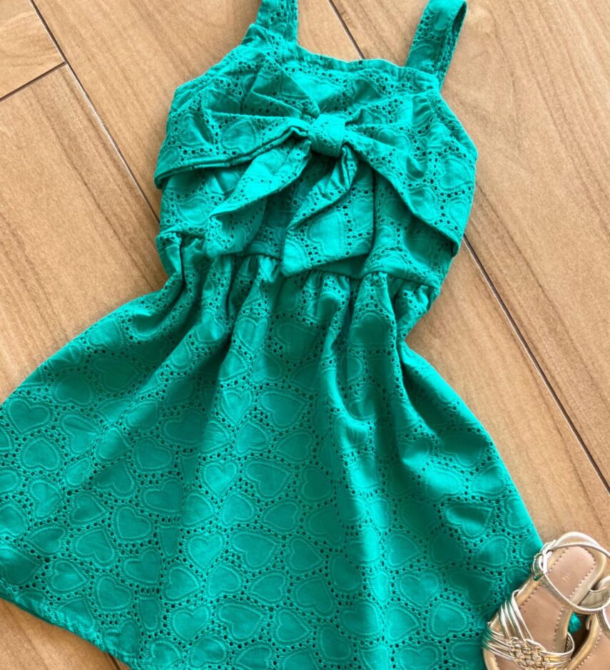 fernandaramoskids com br Vestido Infantil Feminino Alcinha e Detalhe Laço Verde1