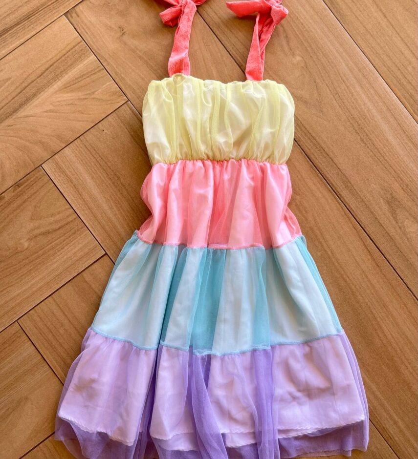 Vestido Infantil Feminino Amarração nas Alças em Tule Fernanda Ramos Kids