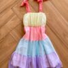 Vestido Infantil Feminino Amarração nas Alças em Tule Fernanda Ramos Kids