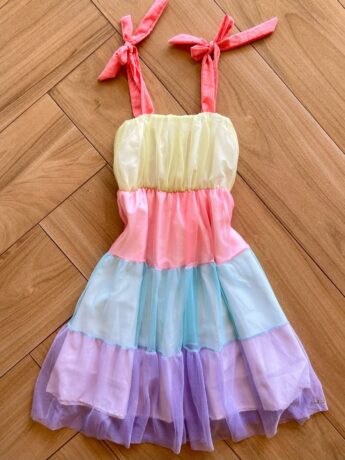 Vestido Infantil Feminino Amarração nas Alças em Tule Fernanda Ramos Kids