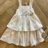 Vestido Infantil Feminino Amarração nas Costas e Detalhes Dourado Fernanda Ramos Kids