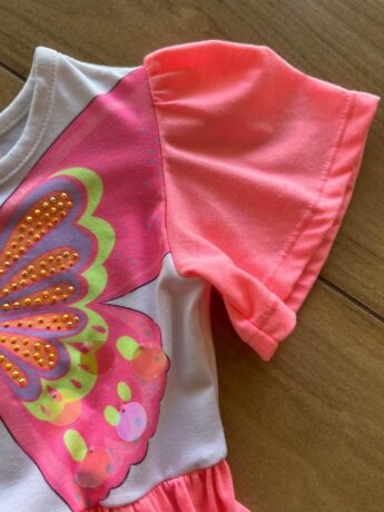fernandaramoskids com br Vestido Infantil Feminino Borboleta Rosa Neon 1