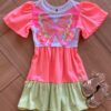 Vestido Infantil Feminino Borboleta Rosa Neon Fernanda Ramos Kids