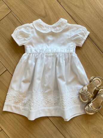 Vestido Infantil Feminino Branco com Pérola Fernanda Ramos Kids