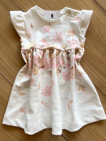 Vestido Infantil Feminino com Flores e Detalhe Strass Off White Fernanda Ramos Kids