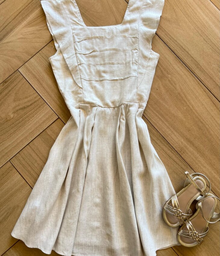 Vestido Infantil Feminino Cru com Lastex Fernanda Ramos Kids