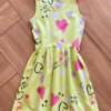 Vestido Infantil Feminino Curto Alça Estampa Coração Verde Fernanda Ramos Kids