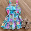 Vestido Infantil Feminino Curto Alça Estampado Colorido Fernanda Ramos Kids