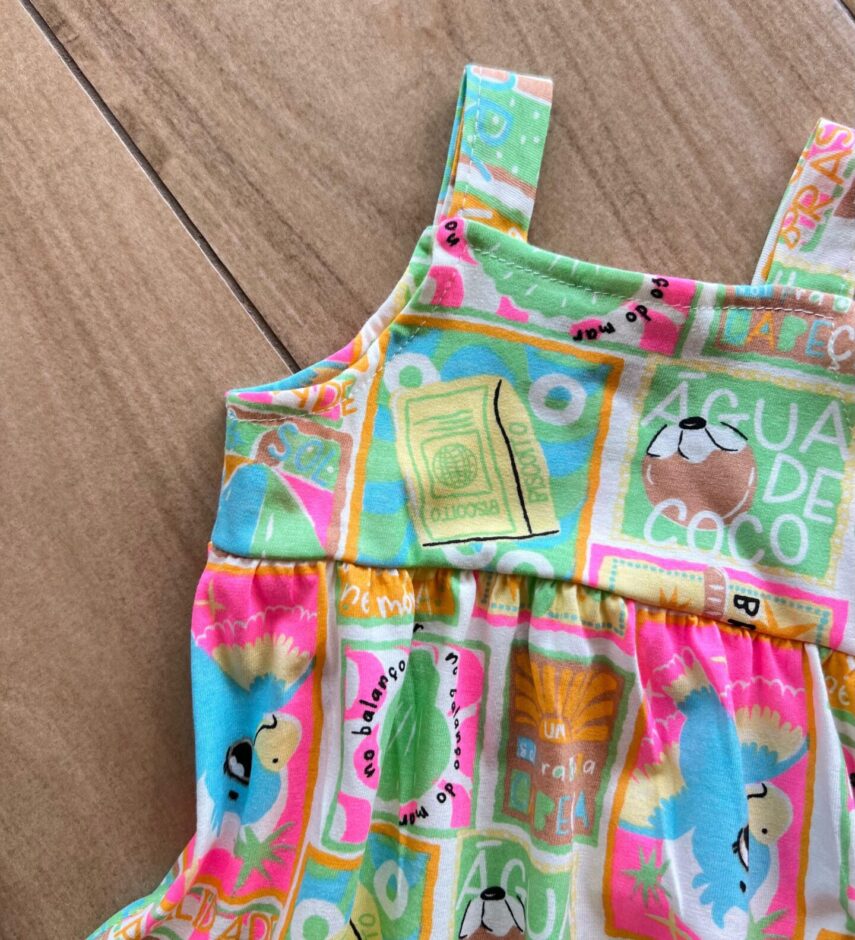 fernandaramoskids com br Vestido Infantil Feminino Curto Alça Estampado Verde1