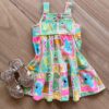 Vestido Infantil Feminino Curto Alça Estampado Verde Fernanda Ramos Kids