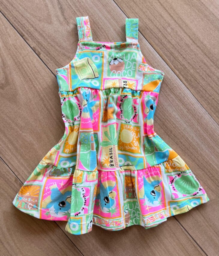 fernandaramoskids com br Vestido Infantil Feminino Curto Alça Estampado Verde2