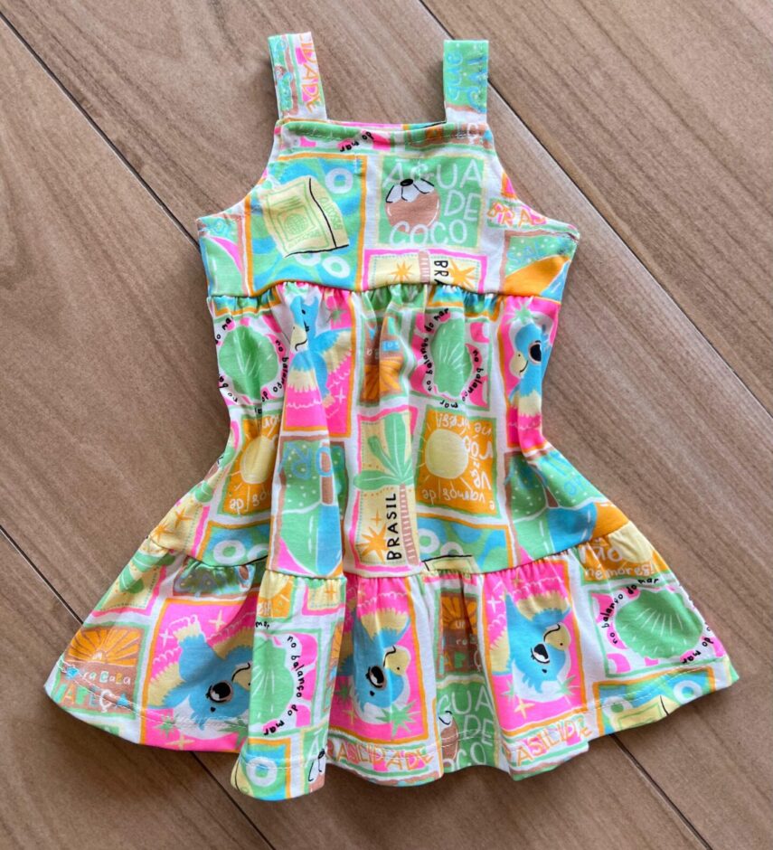 fernandaramoskids com br Vestido Infantil Feminino Curto Alça Estampado Verde2