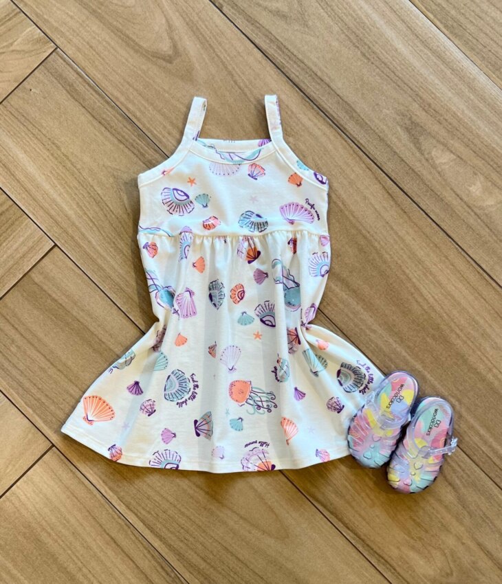 Vestido Infantil Feminino Curto Alça Fina e Rodado Off White Fernanda Ramos Kids