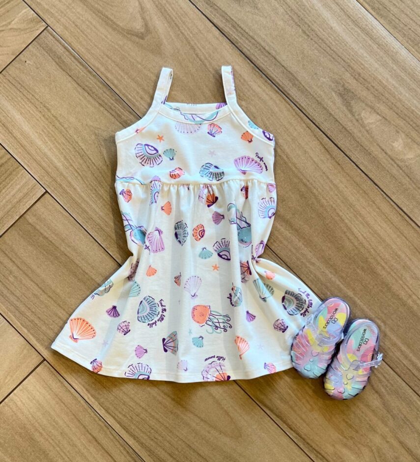 Vestido Infantil Feminino Curto Alça Fina e Rodado Off White Fernanda Ramos Kids