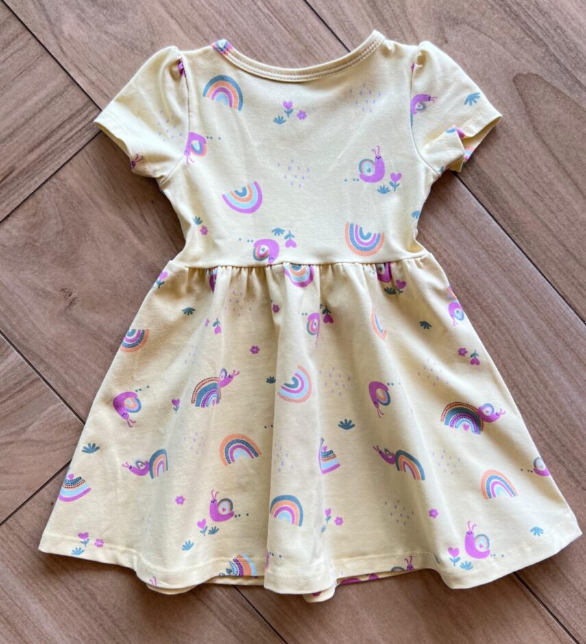 fernandaramoskids com br Vestido Infantil Feminino Curto Amarelo Caracol Arco Íris 1
