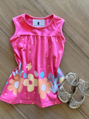 Vestido Infantil Feminino Curto Amplo Jardim Pink Fernanda Ramos Kids