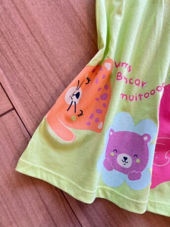 fernandaramoskids com br Vestido Infantil Feminino Curto Amplo Vamos Brincar Muito Verde Lima1