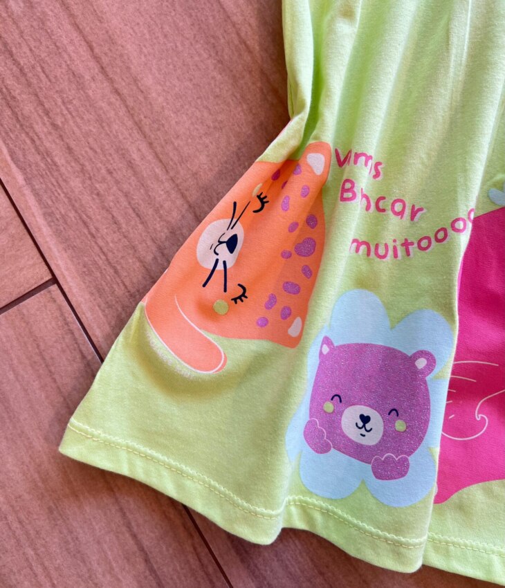 fernandaramoskids com br Vestido Infantil Feminino Curto Amplo Vamos Brincar Muito Verde Lima1