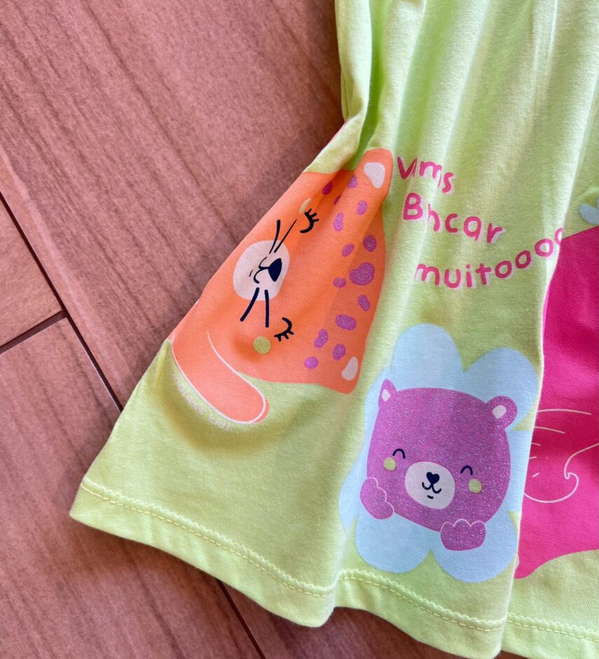 fernandaramoskids com br Vestido Infantil Feminino Curto Amplo Vamos Brincar Muito Verde Lima1