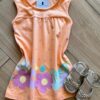 Vestido Infantil Feminino Curto Laranja com Flor Fernanda Ramos Kid