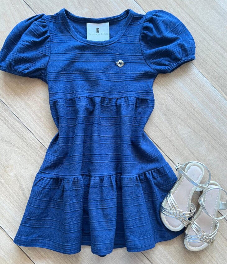 Vestido Infantil Feminino Curto Azul Fernanda ramos kids