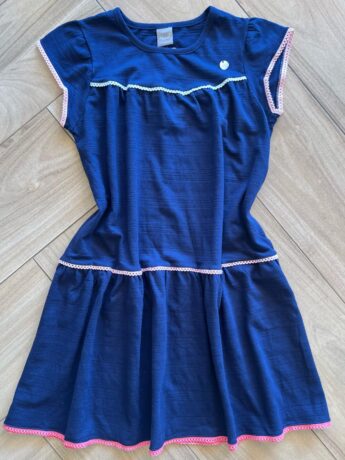 Vestido Infantil Feminino Curto Azul Com Detalhe de Aplicação Fernanda Ramos Kids