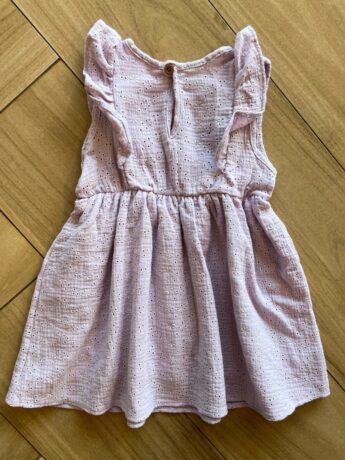 Vestido Infantil Feminino Curto Babado na Manga em Laise Lilás da Fernanda Ramos Kids