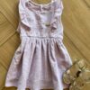 Vestido Infantil Feminino Curto Babado na Manga em Laise Lilás Fernanda Ramos Kids