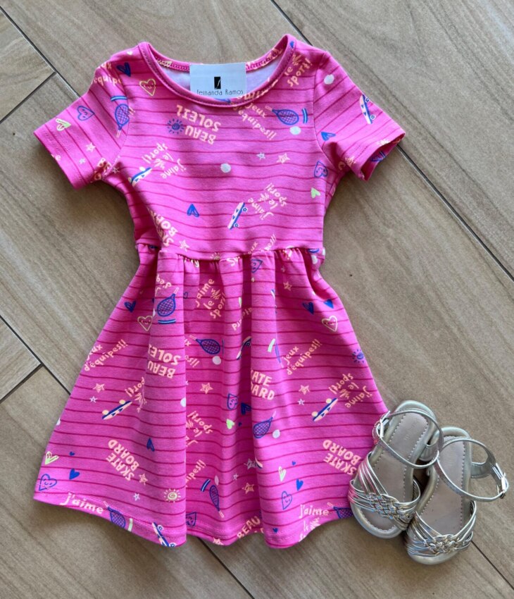 Vestido Infantil Feminino Curto Beau Soleil Pink Fernanda Ramos Kids