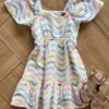 Vestido Infantil Feminino Curto Bordado Colorido Branco Fernanda Ramos Kids