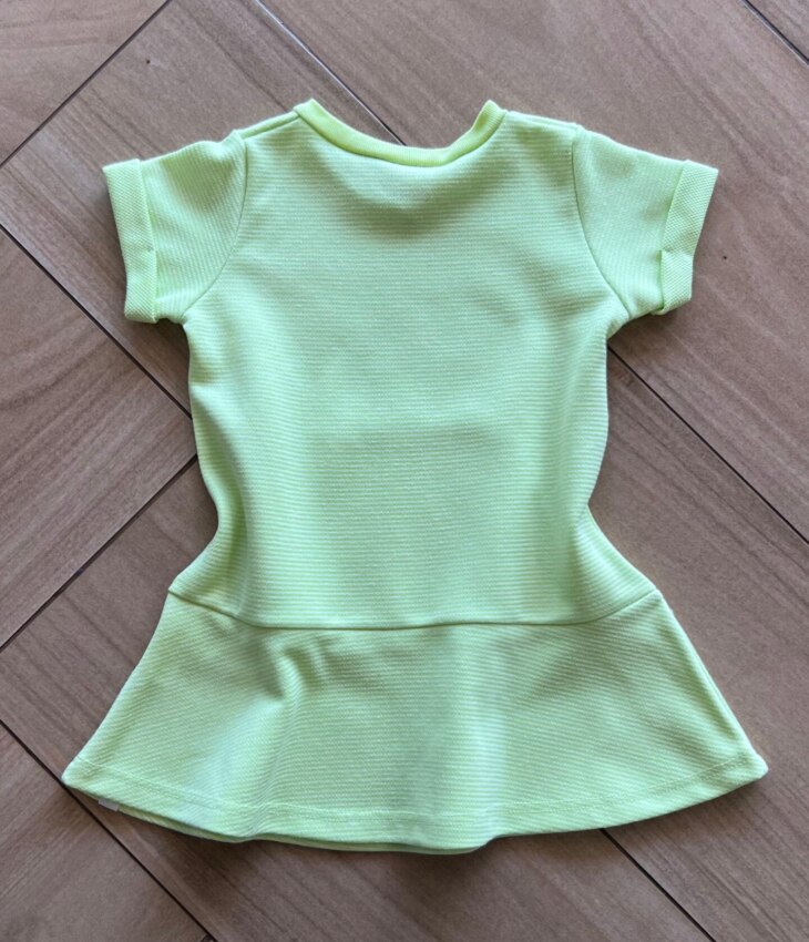 Vestido Infantil Feminino Curto com Bolso e Detalhe na Manga Verde Fernanda Ramos Kids