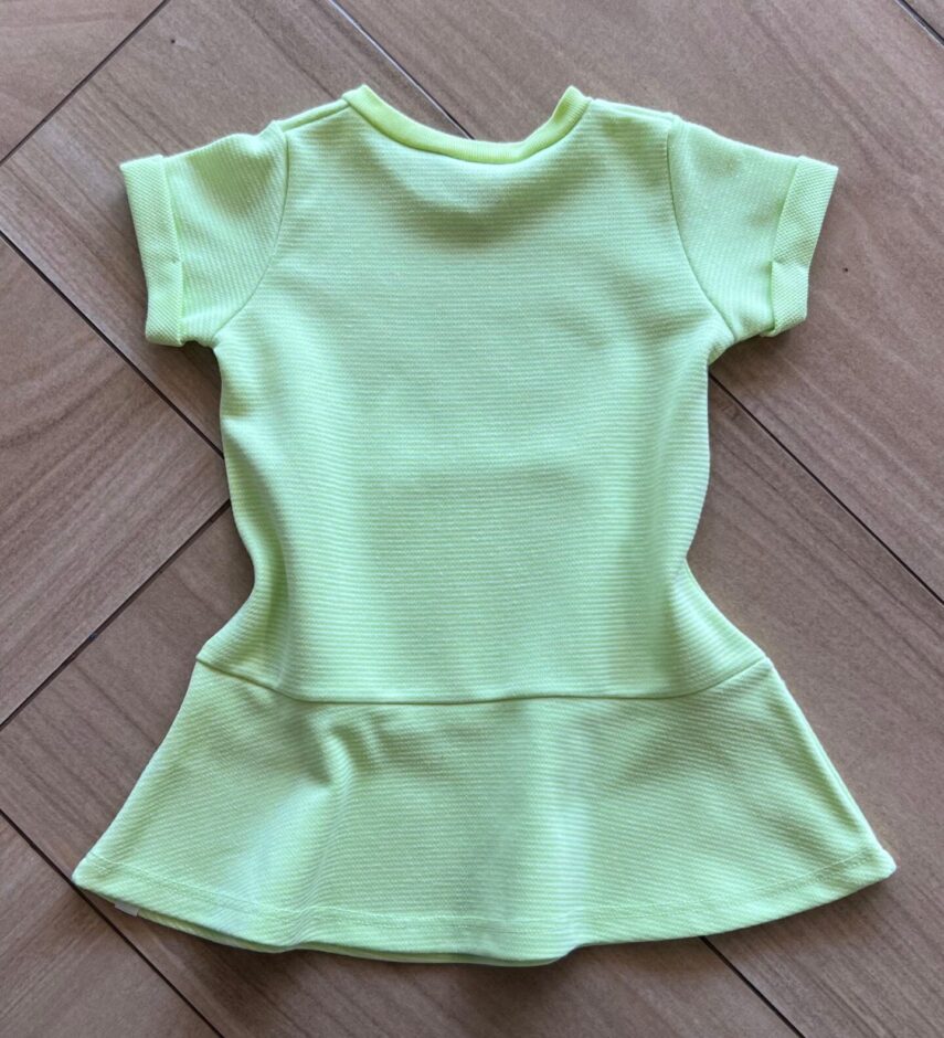 Vestido Infantil Feminino Curto com Bolso e Detalhe na Manga Verde Fernanda Ramos Kids