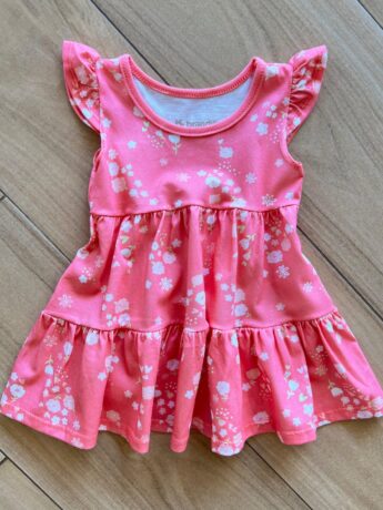Vestido Infantil Feminino Curto com Glitter e Estampado Rosa Fernanda Ramos Kids