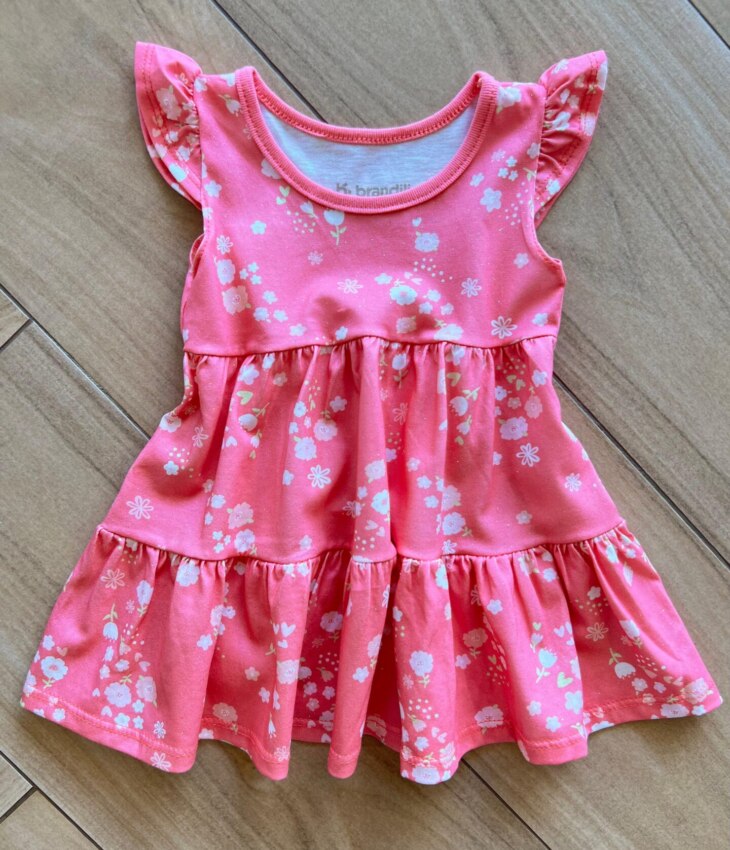 Vestido Infantil Feminino Curto com Glitter e Estampado Rosa Fernanda Ramos Kids