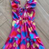 Vestido Infantil Feminino Curto Corações Coloridos Pink Fernanda Ramos Kids