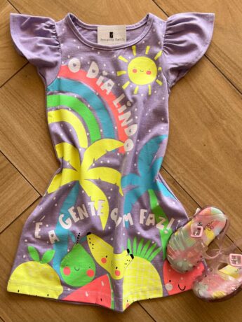 Vestido Infantil Feminino Curto Dia Lindo Lilás Soft Fernanda Ramos Kids