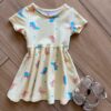 Vestido Infantil Feminino Curto Dinossauro Amarelo Fernanda Ramos Kids