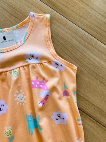 fernandaramoskids com br Vestido Infantil Feminino Curto Estampa Animal Laranja 1