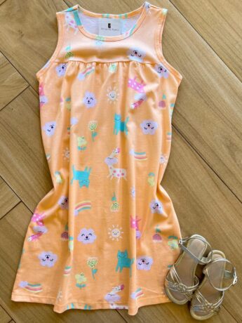 Vestido Infantil Feminino Curto Estampa Animal Laranja Fernanda Ramos Kids