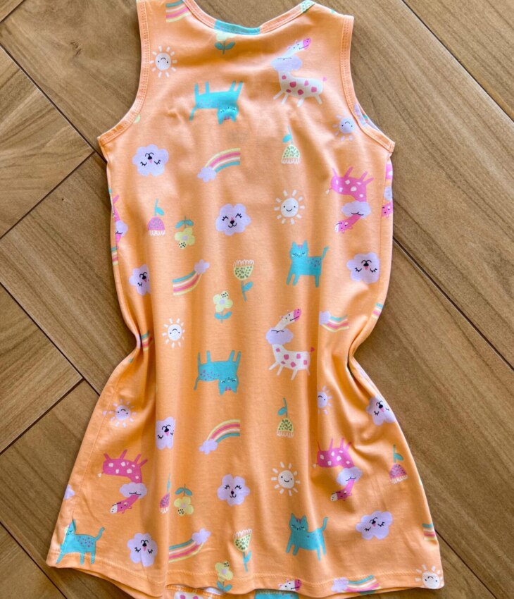 fernandaramoskids com br Vestido Infantil Feminino Curto Estampa Animal Laranja 2