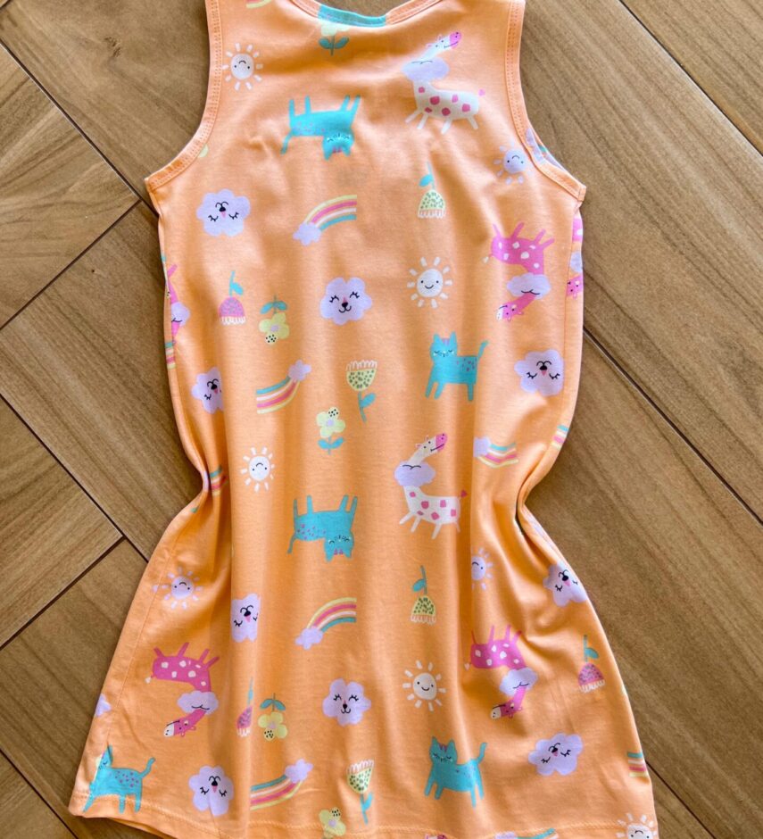 fernandaramoskids com br Vestido Infantil Feminino Curto Estampa Animal Laranja 2